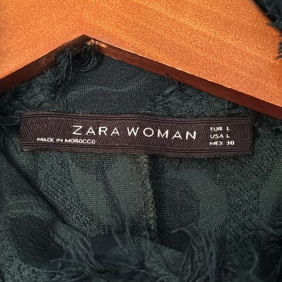 ZARA Blogger Favorite Emerald Green Textured Midi Dress - Picture 7 of 15